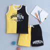 BUMZEE Yellow & Black Boys Sleeveless T-Shirt & Short Set