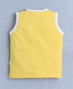 Bumzee Yellow & Black Colourblock T-Shirt & Short Set, Sleeveless, 100% Cotton