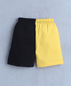 Bumzee Yellow & Black Colourblock T-Shirt & Short Set, Sleeveless, 100% Cotton