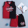 BUMZEE Red & Black Boys Sleeveless T-Shirt & Short Set