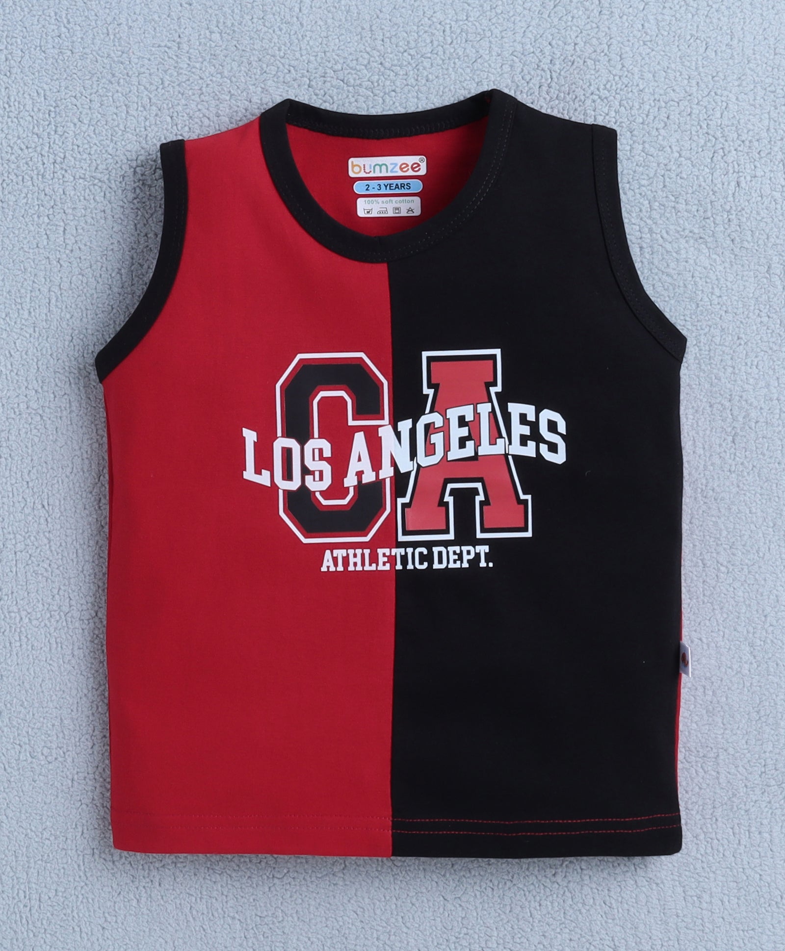 BUMZEE Red & Black Boys Sleeveless T-Shirt & Short Set