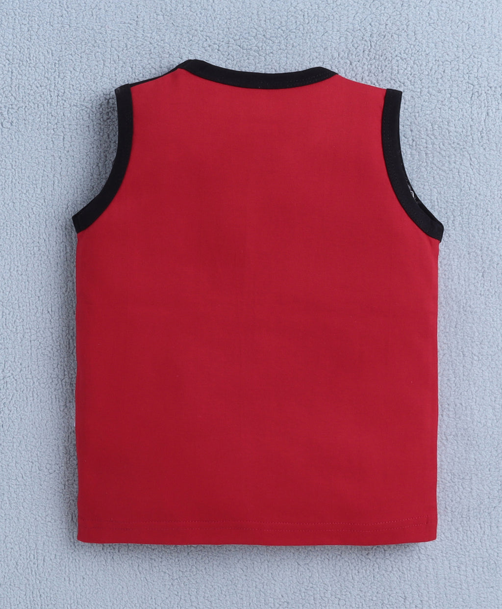 Bumzee Red & Black Colourblock T-Shirt & Short Set, Sleeveless, 100% Cotton
