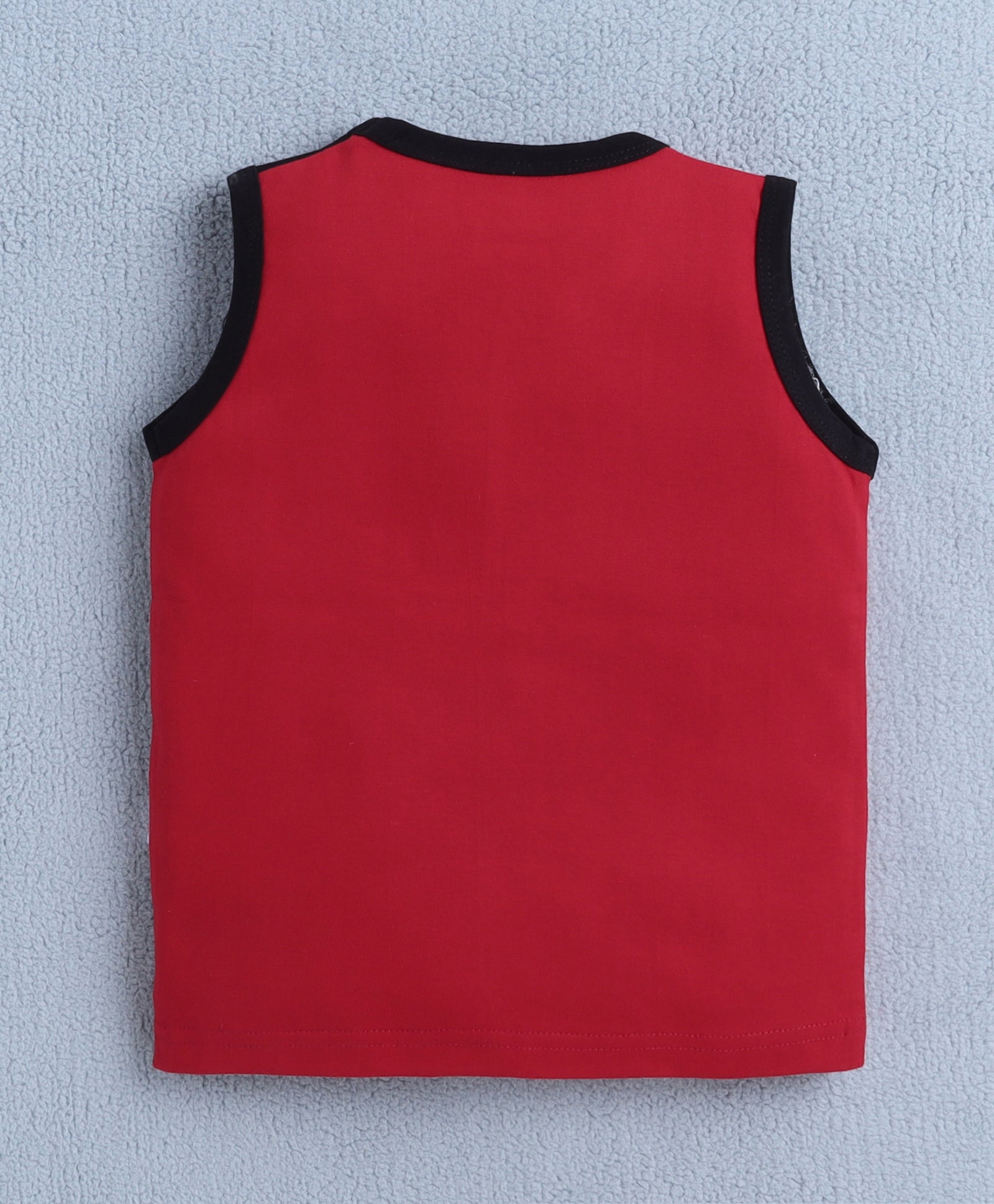 BUMZEE Red & Black Boys Sleeveless T-Shirt & Short Set