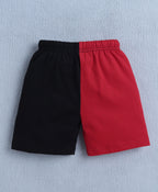 Bumzee Red & Black Colourblock T-Shirt & Short Set, Sleeveless, 100% Cotton