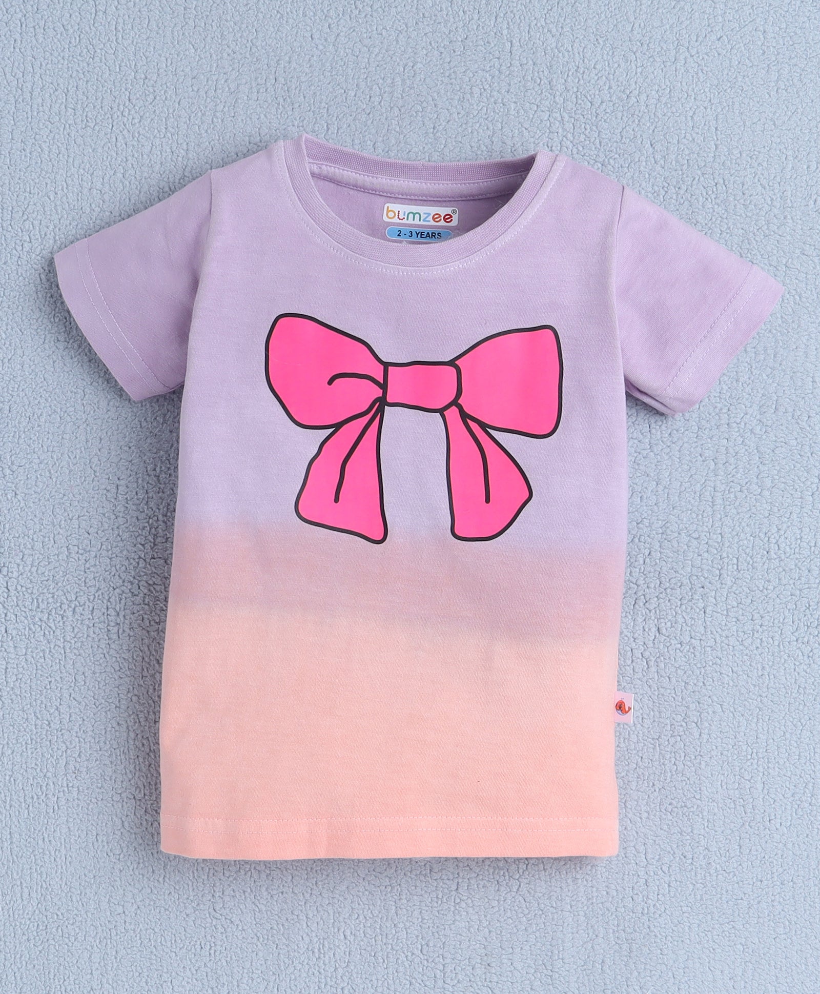 BUMZEE Lavender & Peach Girls Half Sleeves T-Shirt