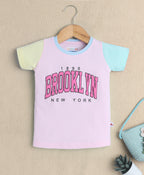 Bumzee Pink Graphic Print T-Shirt, Half Sleeves, 100% Cotton