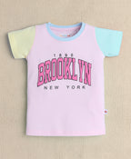 Bumzee Pink Graphic Print T-Shirt, Half Sleeves, 100% Cotton