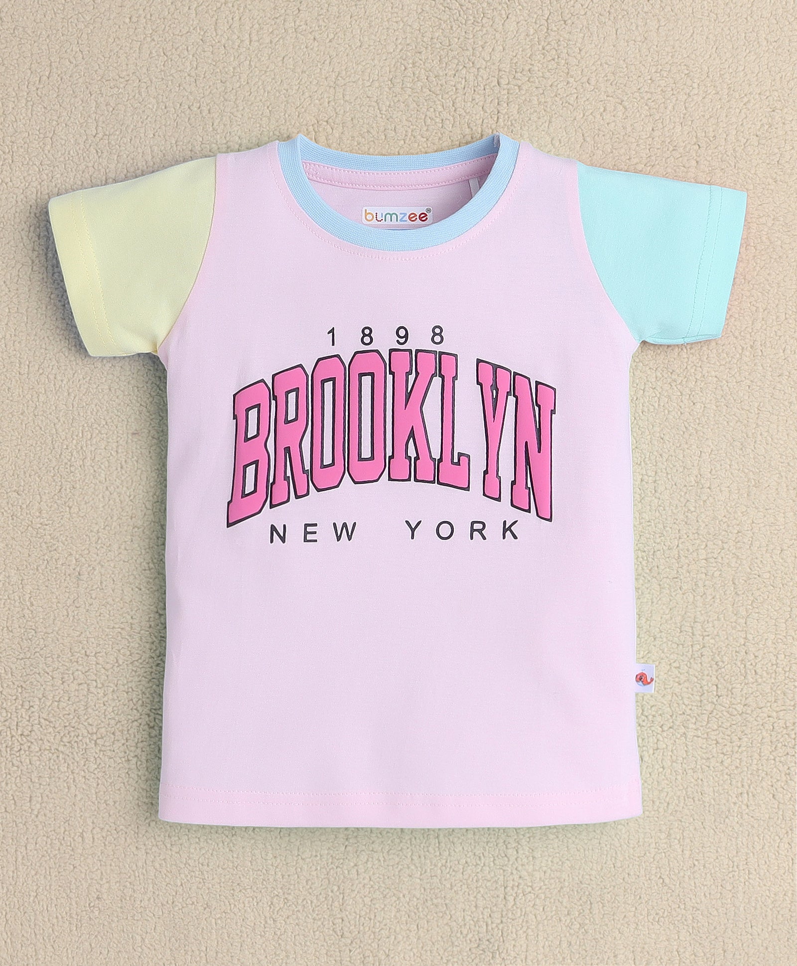 BUMZEE Pink Girls Half Sleeves T-Shirt