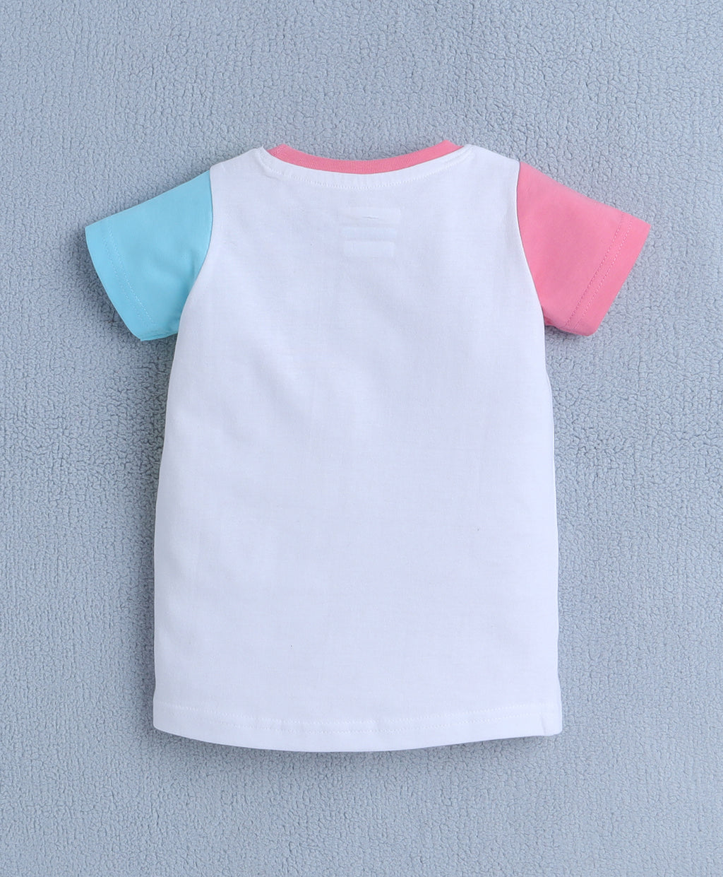 Bumzee White & Green Colourblock T-Shirt, Half Sleeves, 100% Cotton