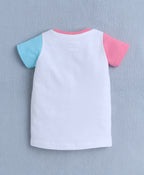 Bumzee White & Green Colourblock T-Shirt, Half Sleeves, 100% Cotton