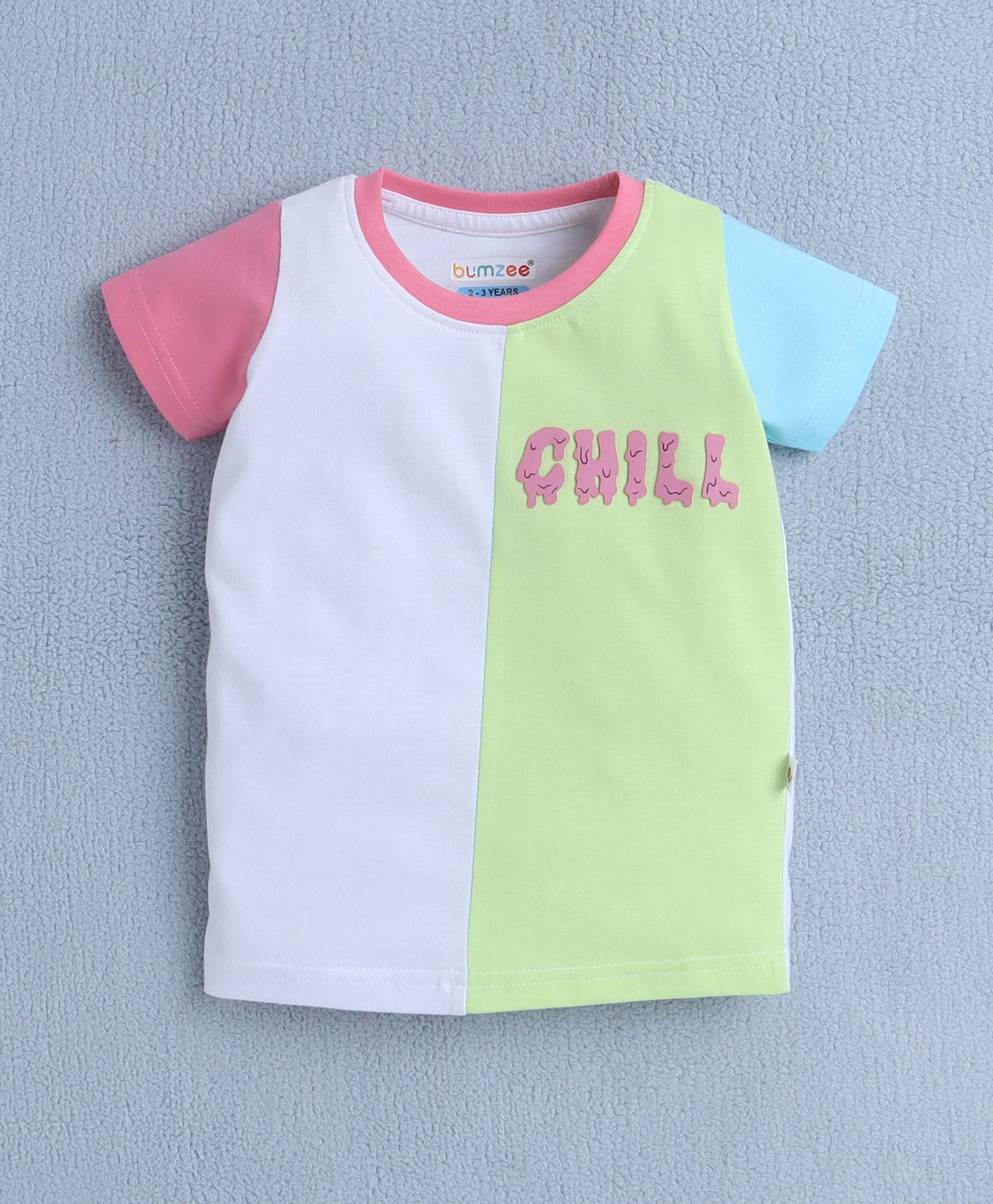 BUMZEE White & Green Girls Half Sleeves T-Shirt