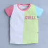 BUMZEE White & Green Girls Half Sleeves T-Shirt
