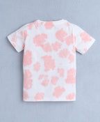 Bumzee White & Peach Tie & Dye T-Shirt, Half Sleeves, 100% Cotton