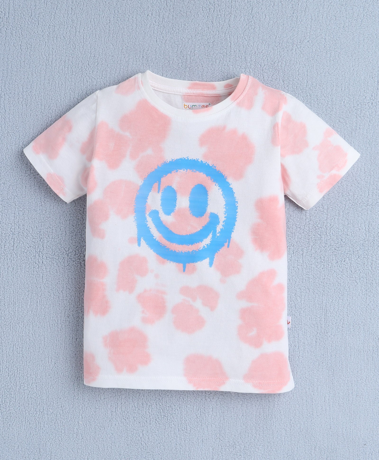 BUMZEE White & Peach Girls Half Sleeves T-Shirt