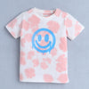 BUMZEE White & Peach Girls Half Sleeves T-Shirt