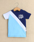 Bumzee Navy Colourblock T-Shirt, Half Sleeves, 100% Cotton