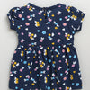 Navy Girls Cap Sleeves Cotton Knee Length Frock