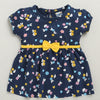 Navy Girls Cap Sleeves Cotton Knee Length Frock