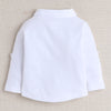 BUMZEE Powder Blue & White Boys Full Sleeves Shirt Waistcoat & Short Set With Applique Bow