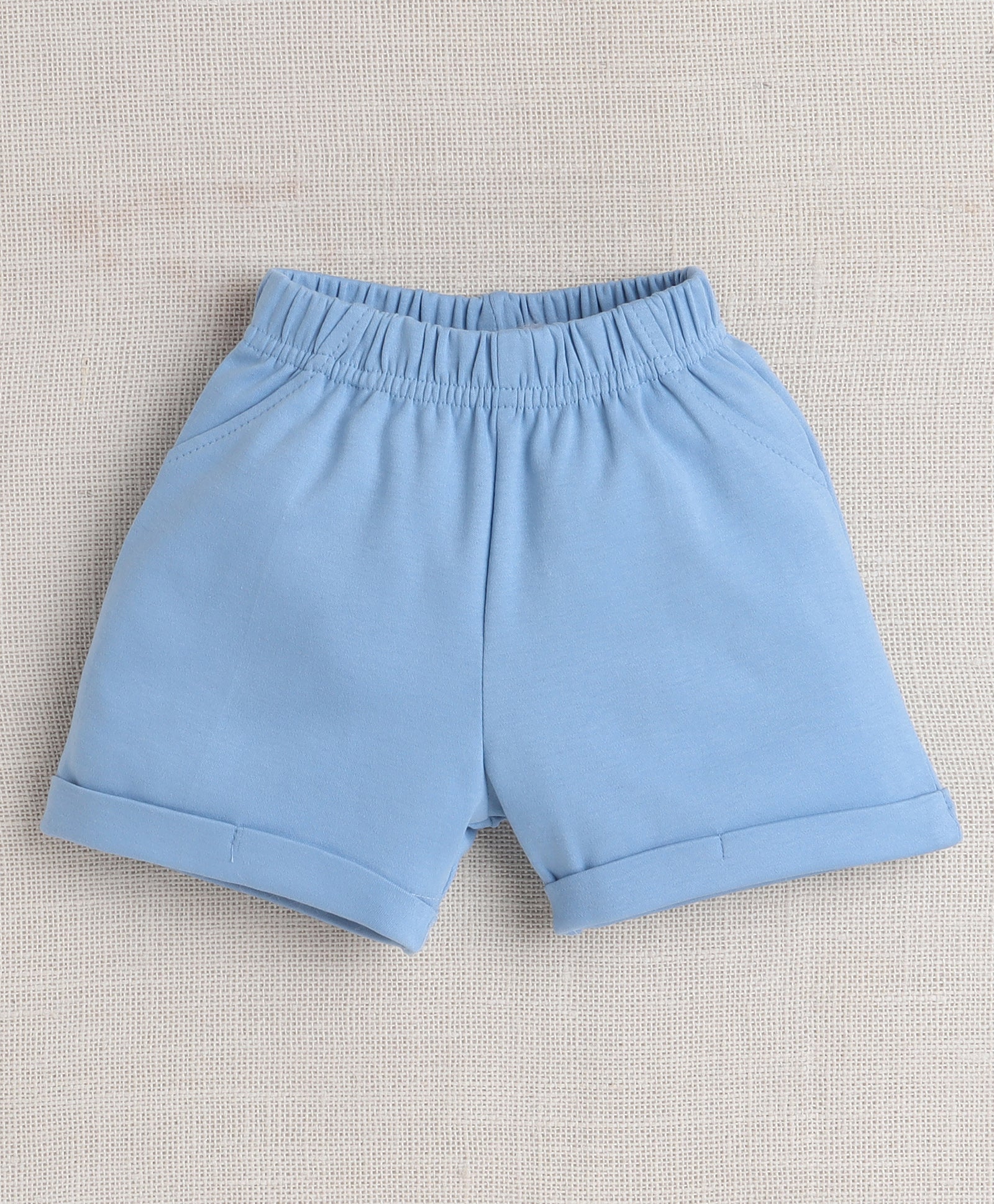 BUMZEE Powder Blue & White Boys Full Sleeves Shirt Waistcoat & Short Set With Applique Bow