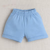 BUMZEE Powder Blue & White Boys Full Sleeves Shirt Waistcoat & Short Set With Applique Bow