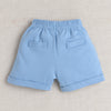 BUMZEE Powder Blue & White Boys Full Sleeves Shirt Waistcoat & Short Set With Applique Bow