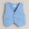 BUMZEE Powder Blue & White Boys Full Sleeves Shirt Waistcoat & Short Set With Applique Bow