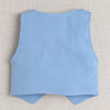 BUMZEE Powder Blue & White Boys Full Sleeves Shirt Waistcoat & Short Set With Applique Bow