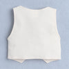 BUMZEE Teal & Beige Boys Full Sleeves Shirt Waistcoat & Short Set With Applique Bow