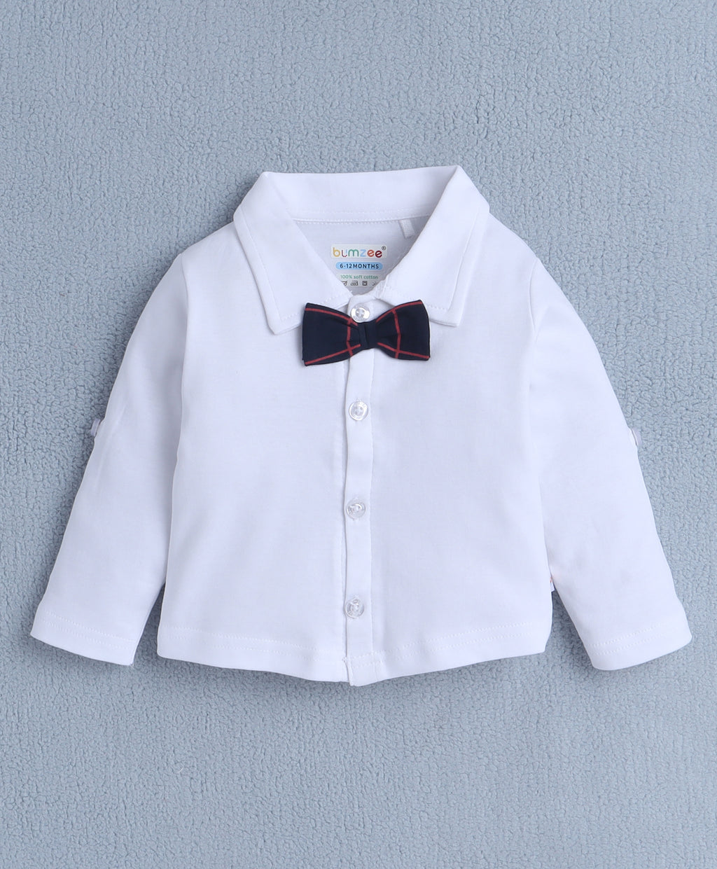 Bumzee White & Navy Checked Formal Set, Full Sleeves, 100% Cotton, with Waistcoat (Style Peb10527)