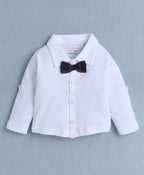 Bumzee White & Navy Checked Formal Set, Full Sleeves, 100% Cotton, with Waistcoat (Style Peb10527)