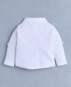Bumzee White & Navy Checked Formal Set, Full Sleeves, 100% Cotton, with Waistcoat (Style Peb10527)