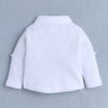 BUMZEE White & Navy Boys Full Sleeves Shirt Waistcoat & Short Set With Applique Bow