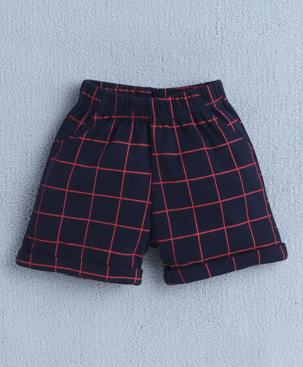Bumzee White & Navy Checked Formal Set, Full Sleeves, 100% Cotton, with Waistcoat (Style Peb10527)