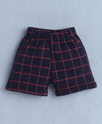 Bumzee White & Navy Checked Formal Set, Full Sleeves, 100% Cotton, with Waistcoat (Style Peb10527)