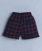 Bumzee White & Navy Checked Formal Set, Full Sleeves, 100% Cotton, with Waistcoat (Style Peb10527)