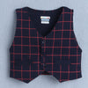 BUMZEE White & Navy Boys Full Sleeves Shirt Waistcoat & Short Set With Applique Bow