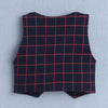 BUMZEE White & Navy Boys Full Sleeves Shirt Waistcoat & Short Set With Applique Bow