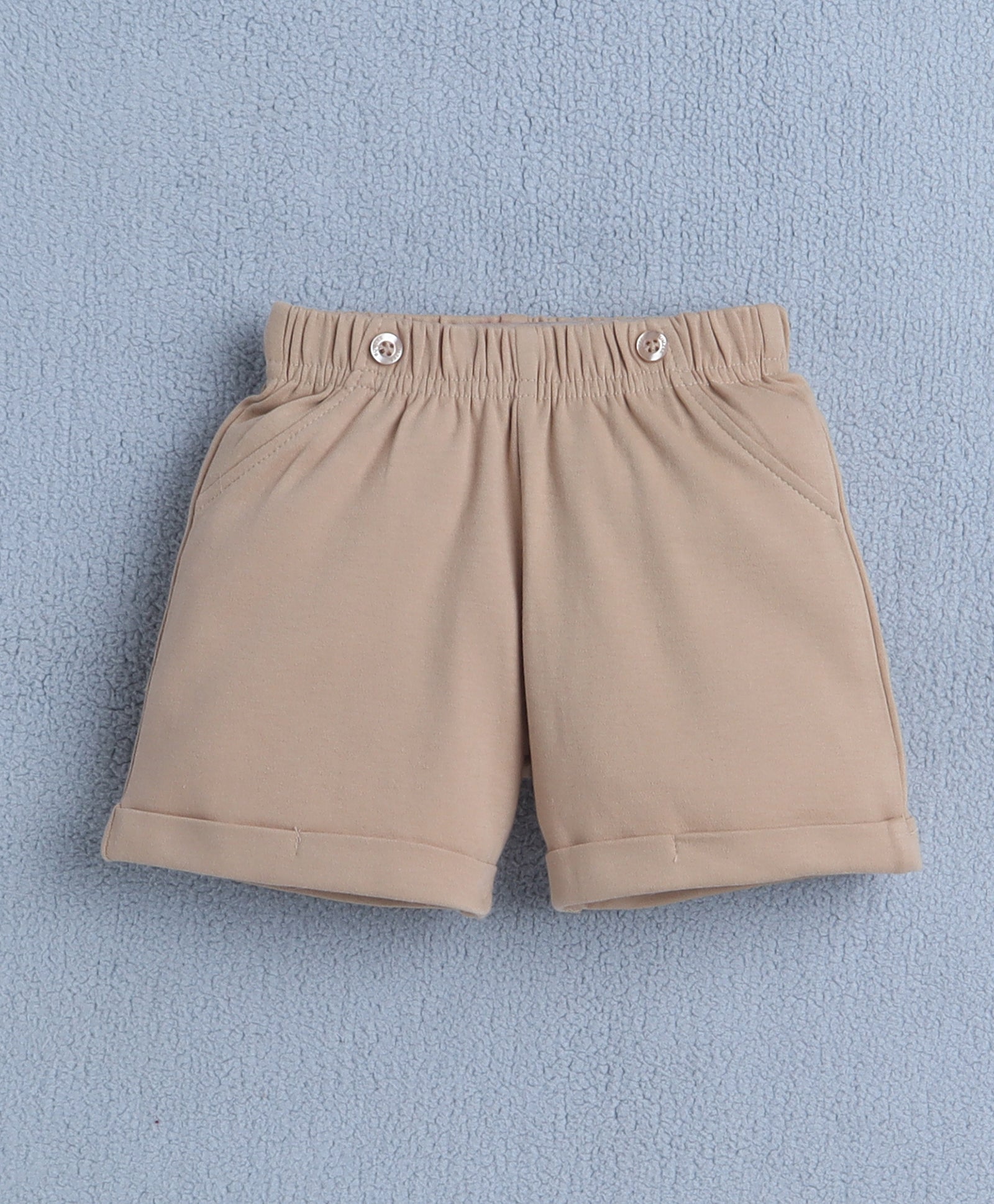 BUMZEE White & Beige Boys Half Sleeves Shirt & Short Set With Bow Suspender & Cap