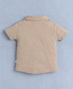 Bumzee Beige & Navy Striped Formal Set, Half Sleeves, 100% Cotton