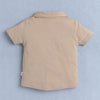 Boys 100% Cotton Striped Formal Set - Beige & Navy