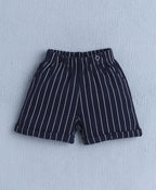 Bumzee Beige & Navy Striped Formal Set, Half Sleeves, 100% Cotton