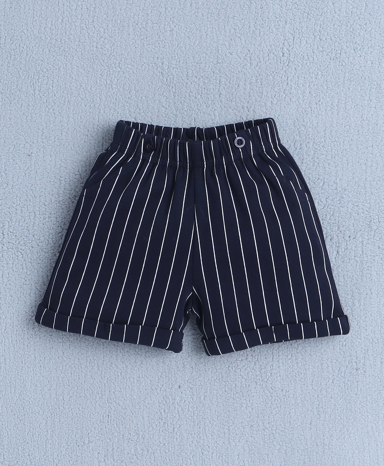 Boys 100% Cotton Striped Formal Set - Beige & Navy