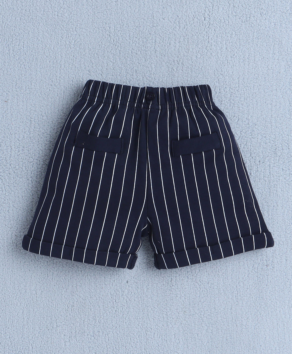 Bumzee Beige & Navy Striped Formal Set, Half Sleeves, 100% Cotton