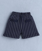 Bumzee Beige & Navy Striped Formal Set, Half Sleeves, 100% Cotton