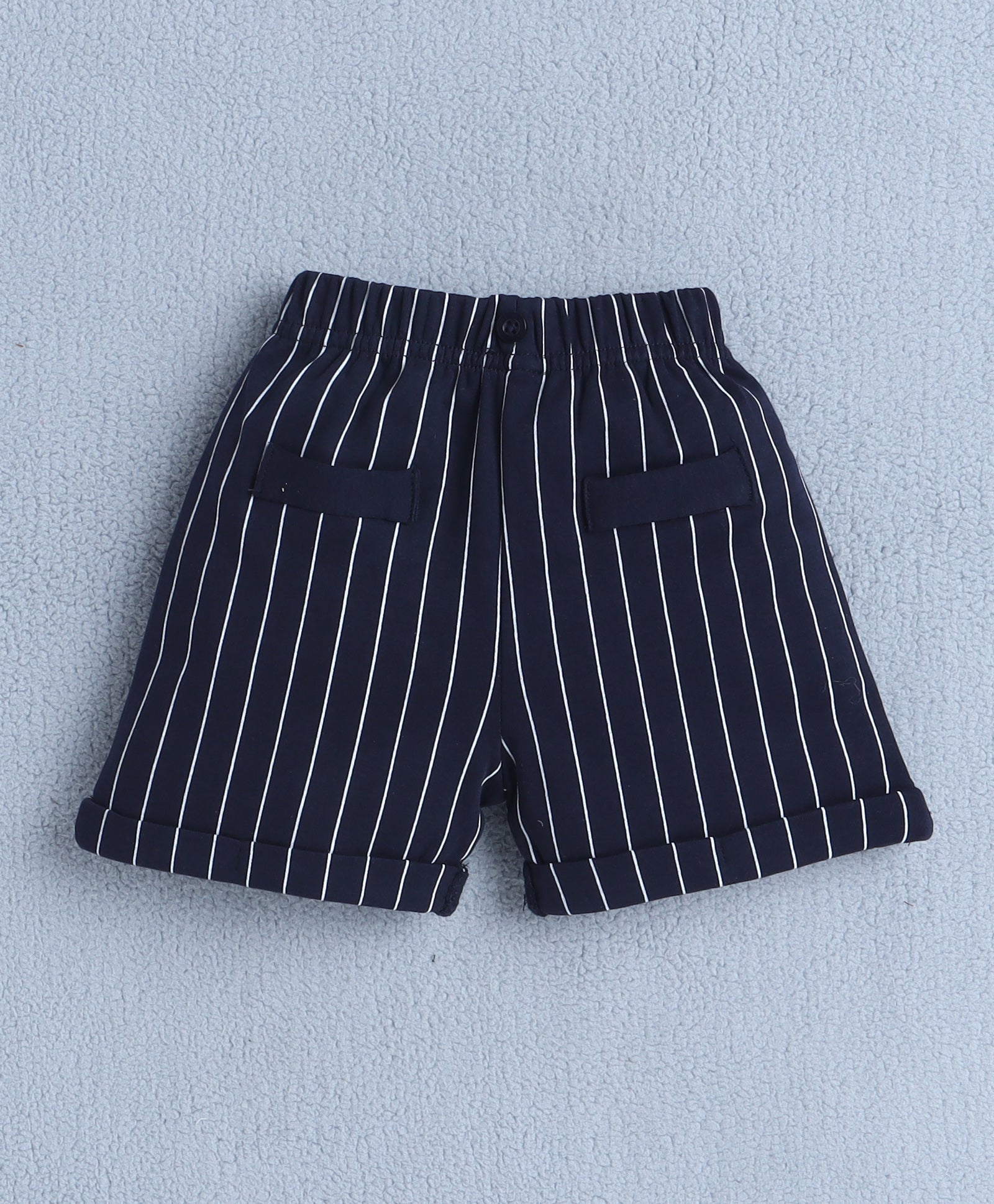 Boys 100% Cotton Striped Formal Set - Beige & Navy