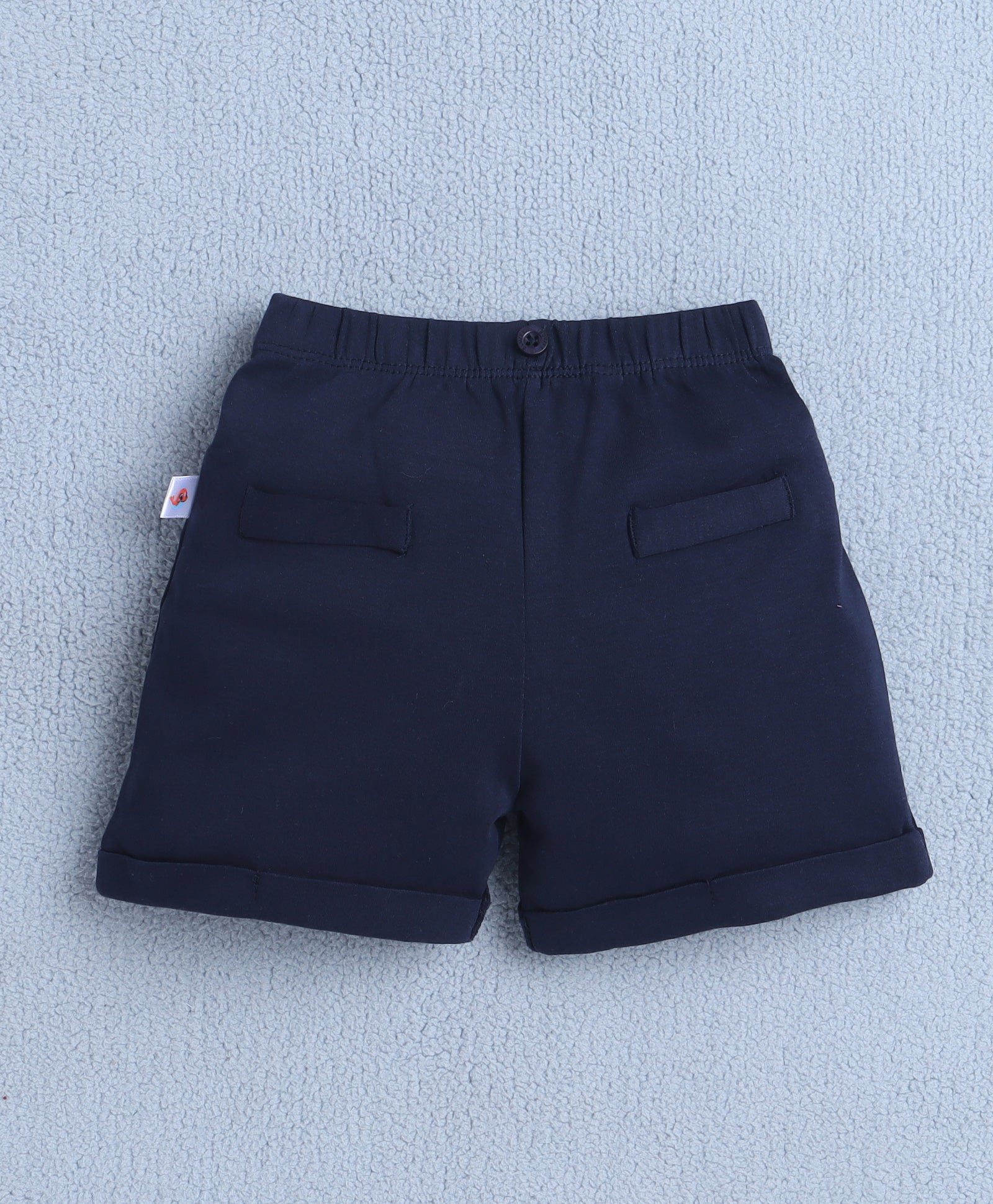 BUMZEE White & Navy Boys Half Sleeves Shirt & Short Set With Bow Suspender & Cap