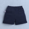 BUMZEE White & Navy Boys Half Sleeves Shirt & Short Set With Bow Suspender & Cap