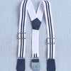 BUMZEE White & Navy Boys Half Sleeves Shirt & Short Set With Bow Suspender & Cap
