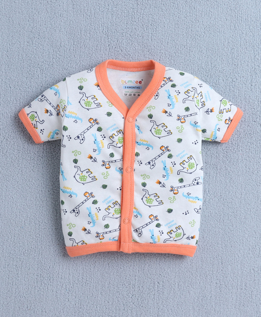 Bumzee Teal & Beige Graphic Print Formal Set, Half Sleeves, 100% Cotton